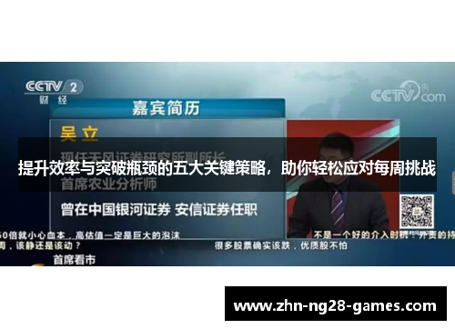 提升效率与突破瓶颈的五大关键策略，助你轻松应对每周挑战